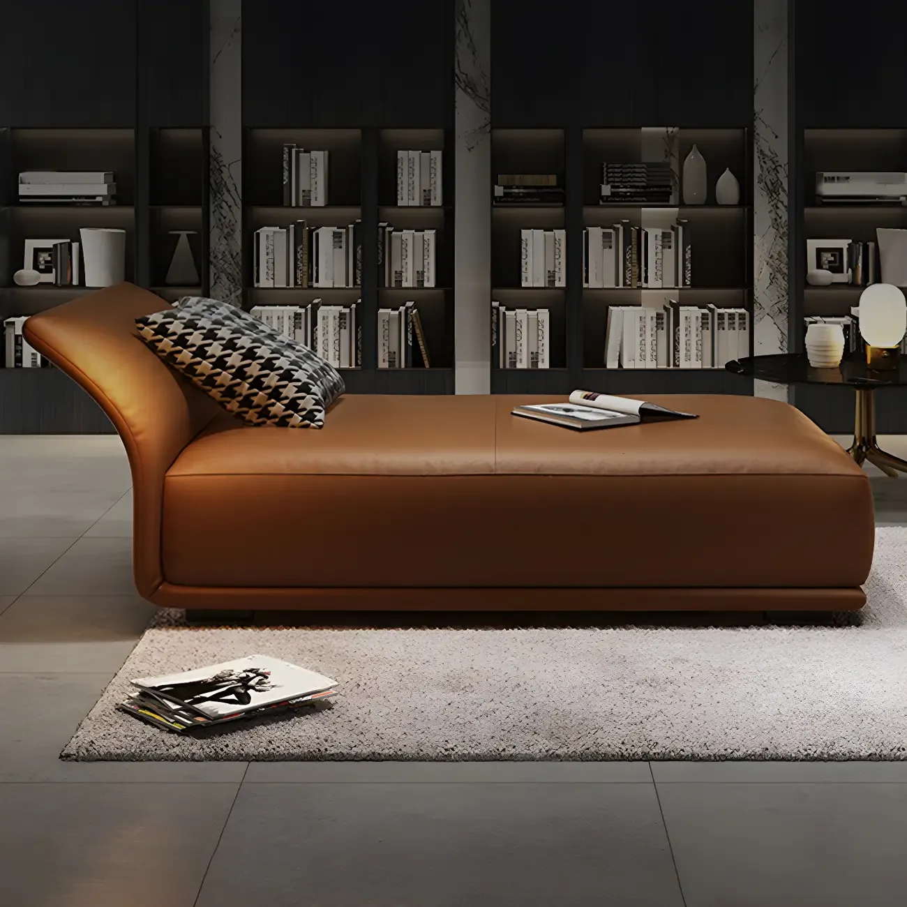 Contemporary Upholstered Chaise Lounge Armless Arms Lounge Chair Image - 4