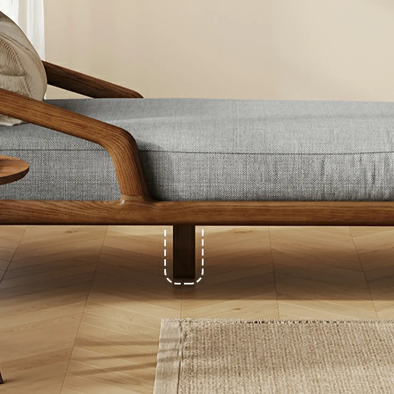 Upholstered Solid Wood Dual-Sided Arm Chaise with Pillow Image - 6 | homeyfad