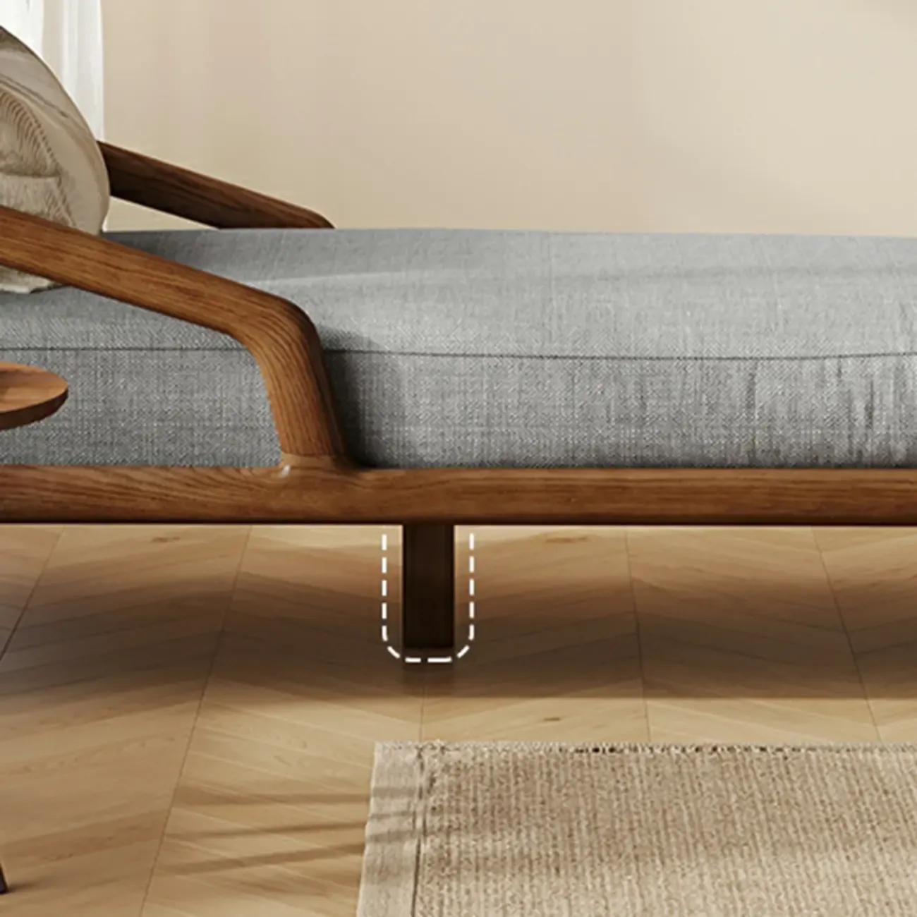 Upholstered Solid Wood Dual-Sided Arm Chaise with Pillow Image - 6