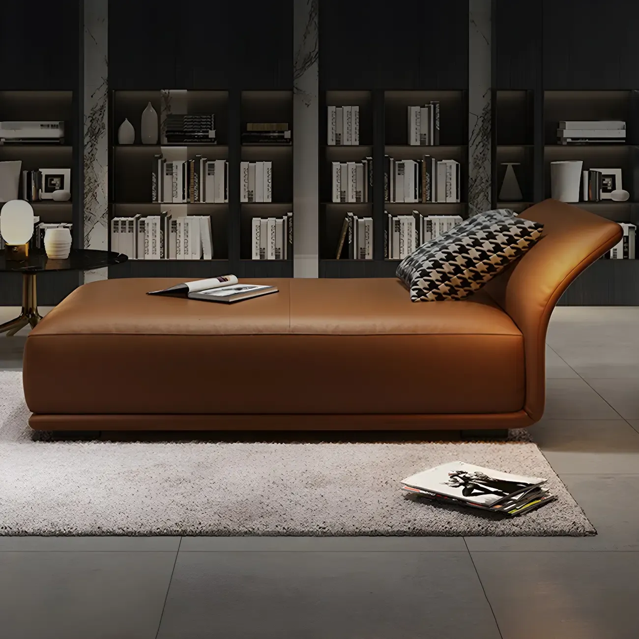 Contemporary Upholstered Chaise Lounge Armless Arms Lounge Chair Image - 5
