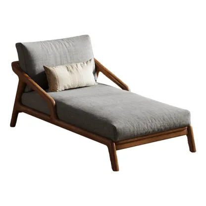 Upholstered Solid Wood Dual-Sided Arm Chaise with Pillow Image - 8
