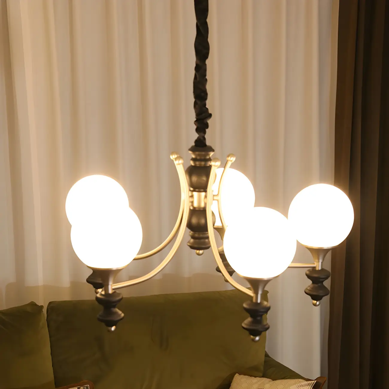 Modern Glass Chandeliers Black Metal Elegant Lighting Image - 12 | homeyfad