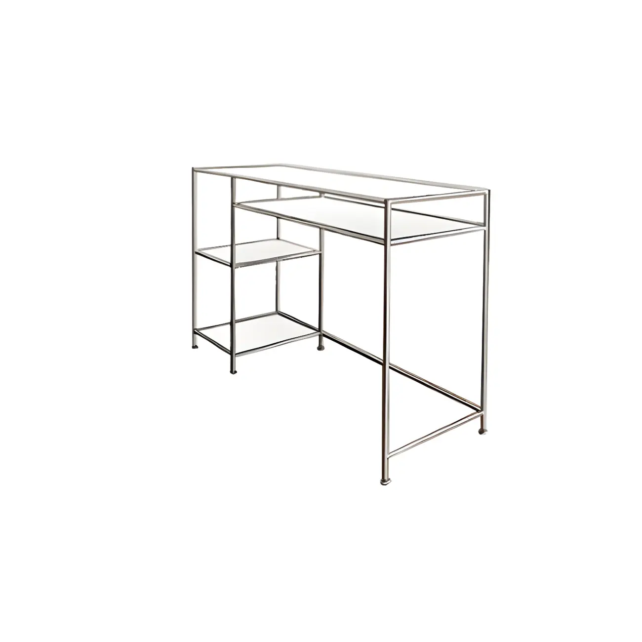 31.5"H Rectangular Glass Top Stainless Steel Base Writing Desk  Image - 9 | homeyfad
