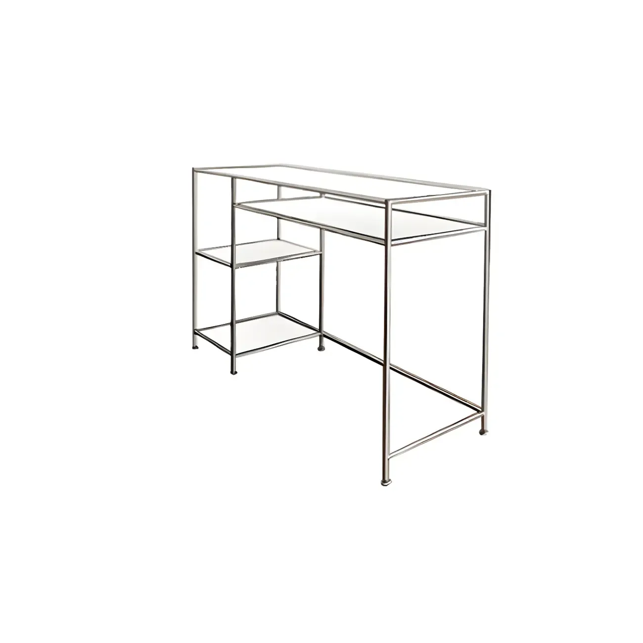 31.5"H Rectangular Glass Top Stainless Steel Base Writing Desk Image - 9