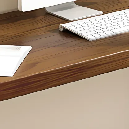 71" Modern Brown Writing Desk with Left Shelf Image - 5