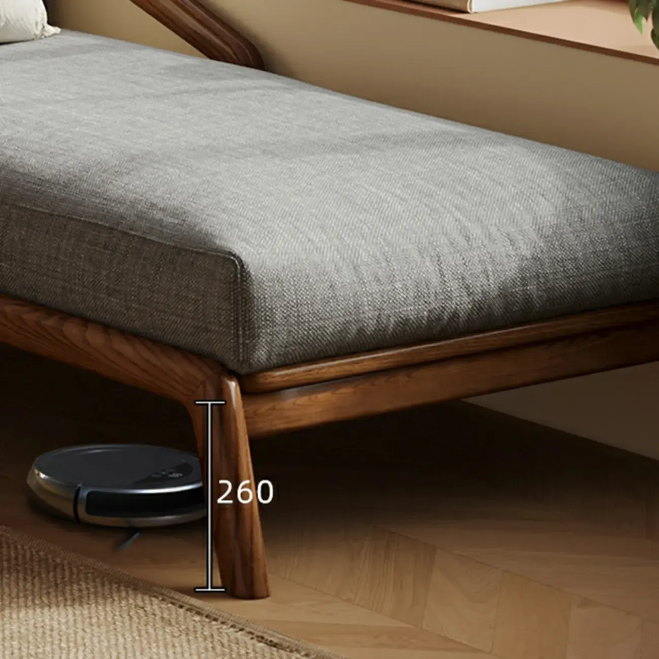 Upholstered Solid Wood Dual-Sided Arm Chaise with Pillow Image - 10