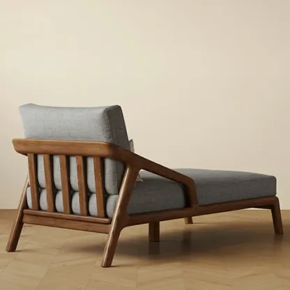 Upholstered Solid Wood Dual-Sided Arm Chaise with Pillow Image - 11