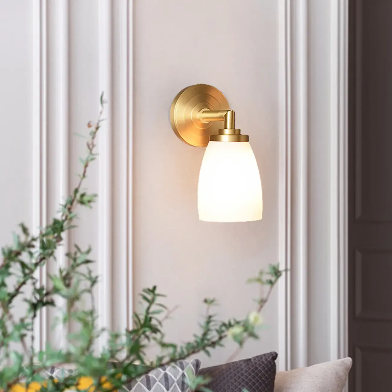 Opal Glass Modern Wall-mounted Vanity Light for Bathroom Image - 2