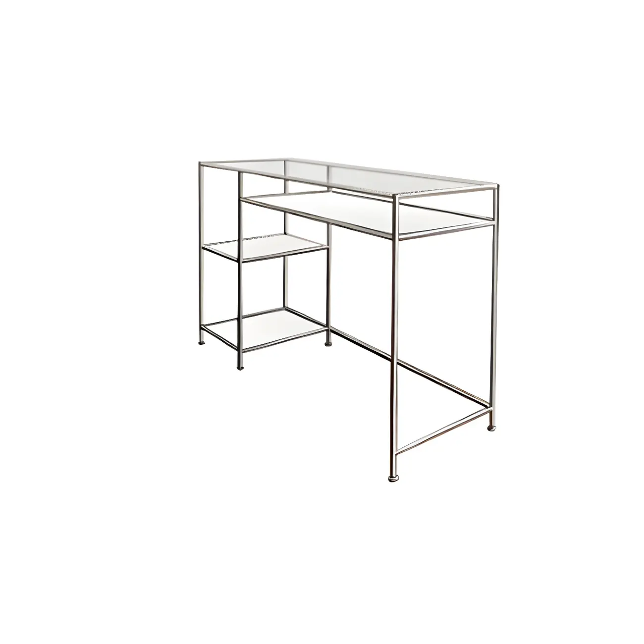 31.5"H Rectangular Glass Top Stainless Steel Base Writing Desk  Image - 13 | homeyfad