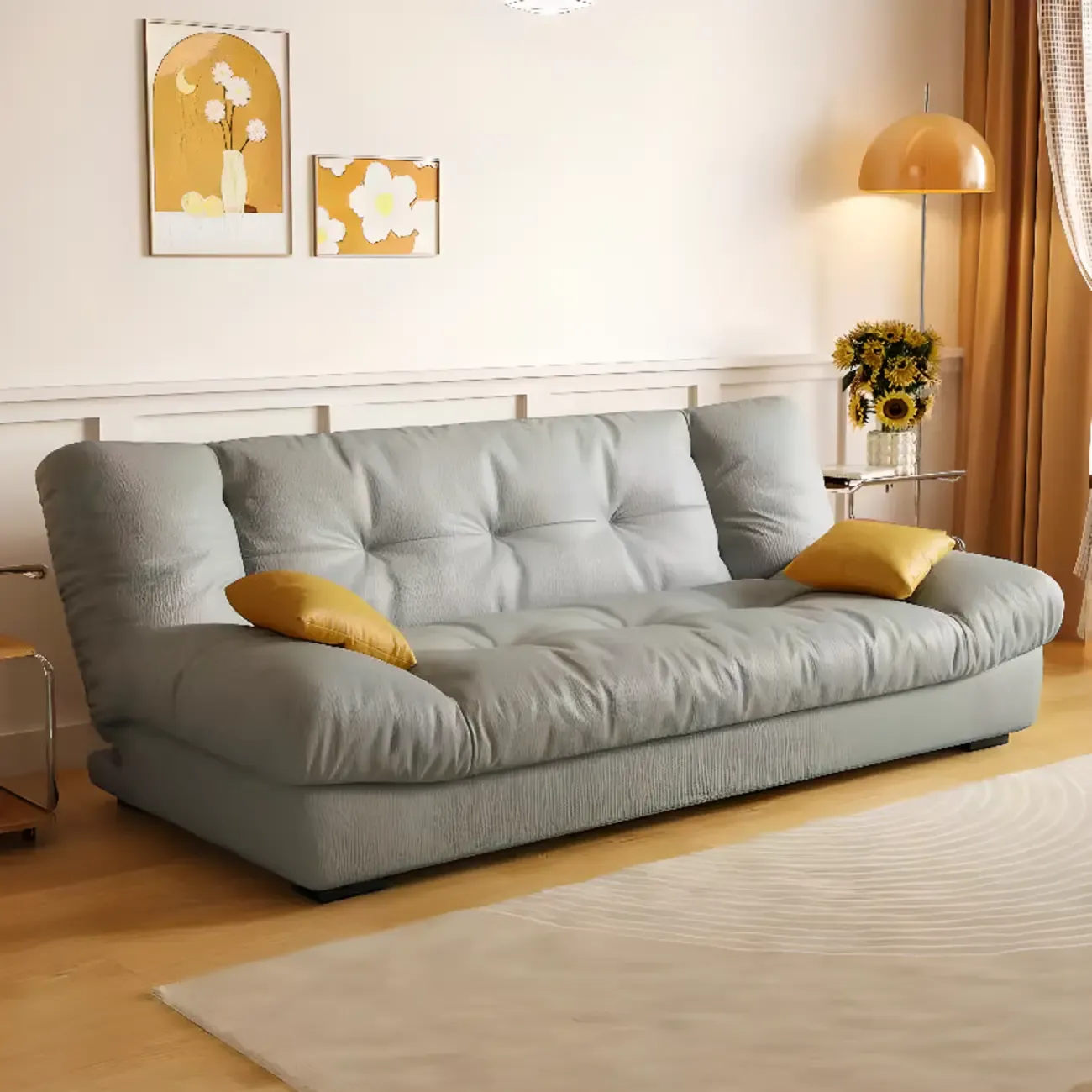 Foldable Upholstered Sleeper Sofa Living Room Deep Seat Sofa Image - 6