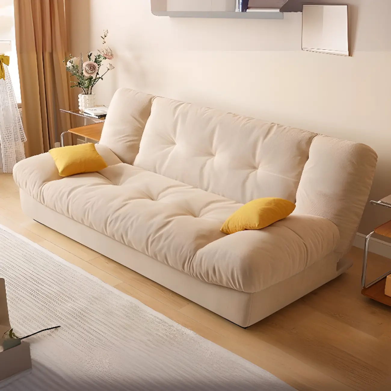 Foldable Upholstered Sleeper Sofa Living Room Deep Seat Sofa Image - 7 | homeyfad