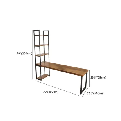 71" Modern Brown Writing Desk with Left Shelf Image - 12