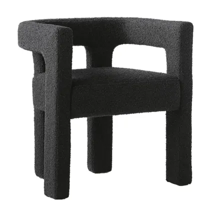 Contemporary Upholstered Low Back Arm Dining Chair Image - 3