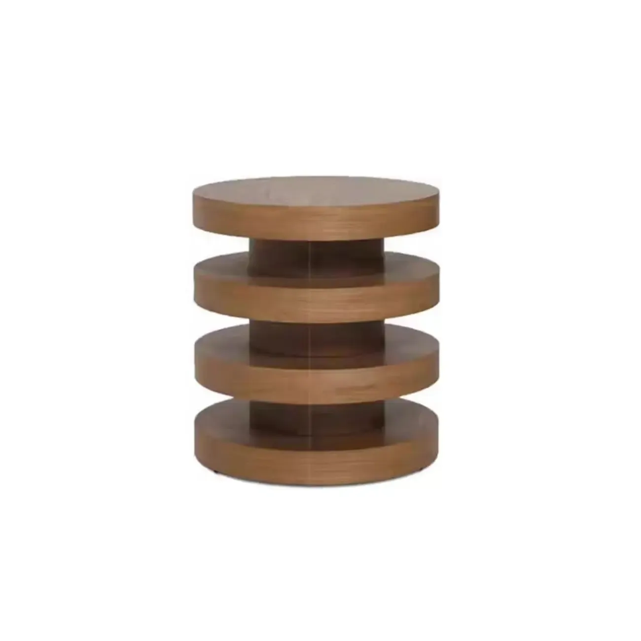 Round Wooden Side Table with Modern Floating Design Image - 5