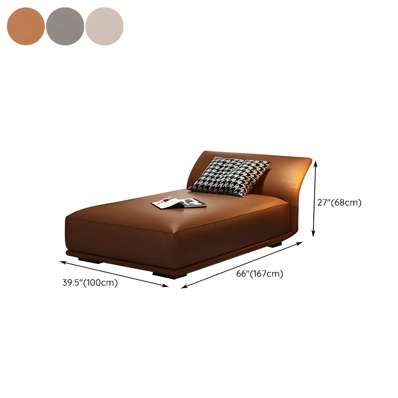 Contemporary Upholstered Chaise Lounge Armless Arms Lounge Chair #size