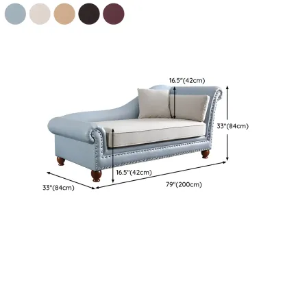French Retro Modern Faux Leather Chaise Lounge With Arm and Pillow #size