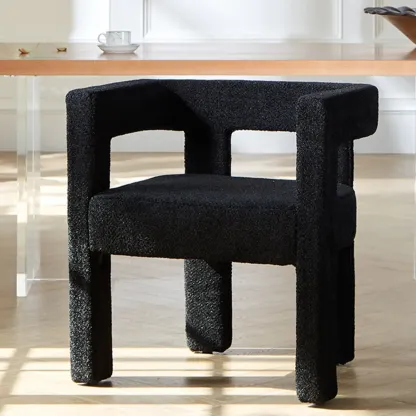 Contemporary Upholstered Low Back Arm Dining Chair Image - 4