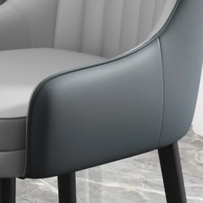 Faux Leather Dining Chair Color Block Sloped Arm with Metal Legs Image - 23