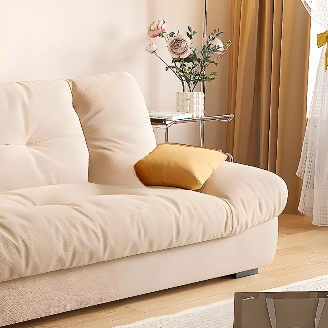 Foldable Upholstered Sleeper Sofa Living Room Deep Seat Sofa Image - 11