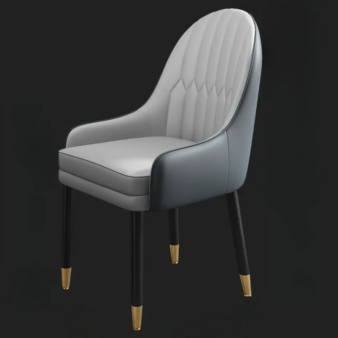 Faux Leather Dining Chair Color Block Sloped Arm with Metal Legs Image - 24