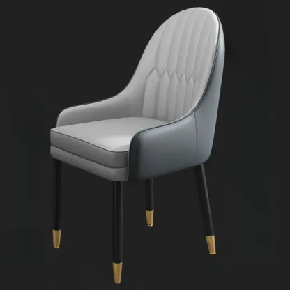 Faux Leather Dining Chair Color Block Sloped Arm with Metal Legs Image - 24