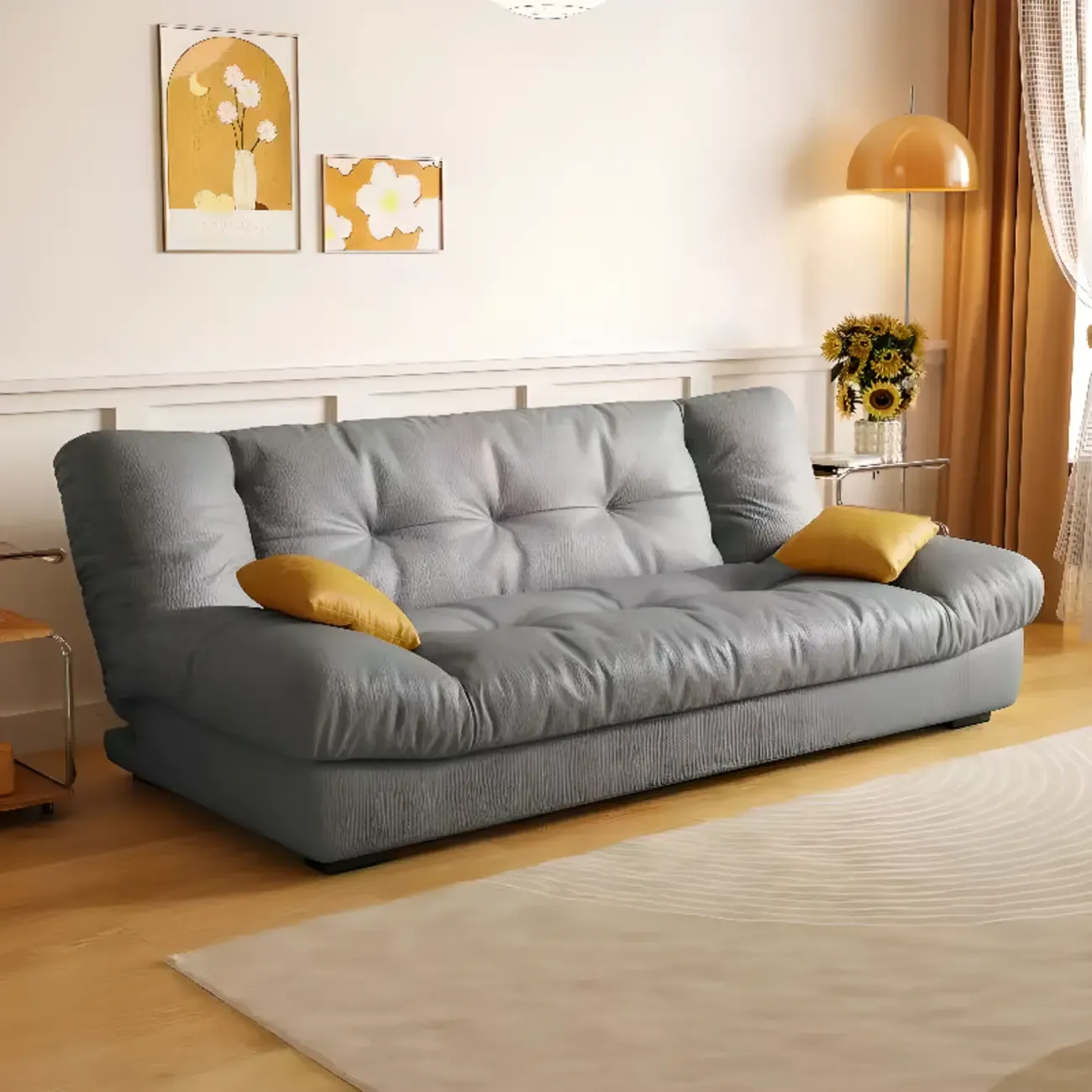 Foldable Upholstered Sleeper Sofa Living Room Deep Seat Sofa Image - 12