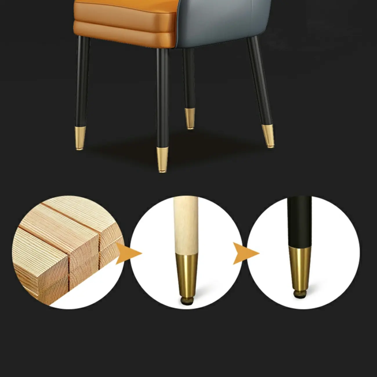 Faux Leather Dining Chair Color Block Sloped Arm with Metal Legs Image - 25 | homeyfad