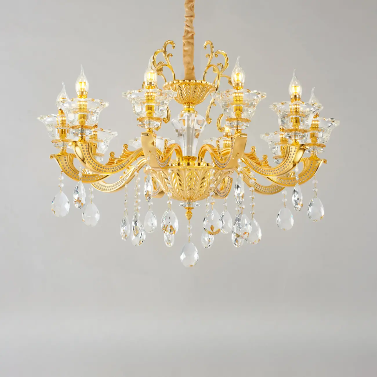 Luxurious Crystal Chandelier with Gold Finish and Candelabra Image - 5 | homeyfad
