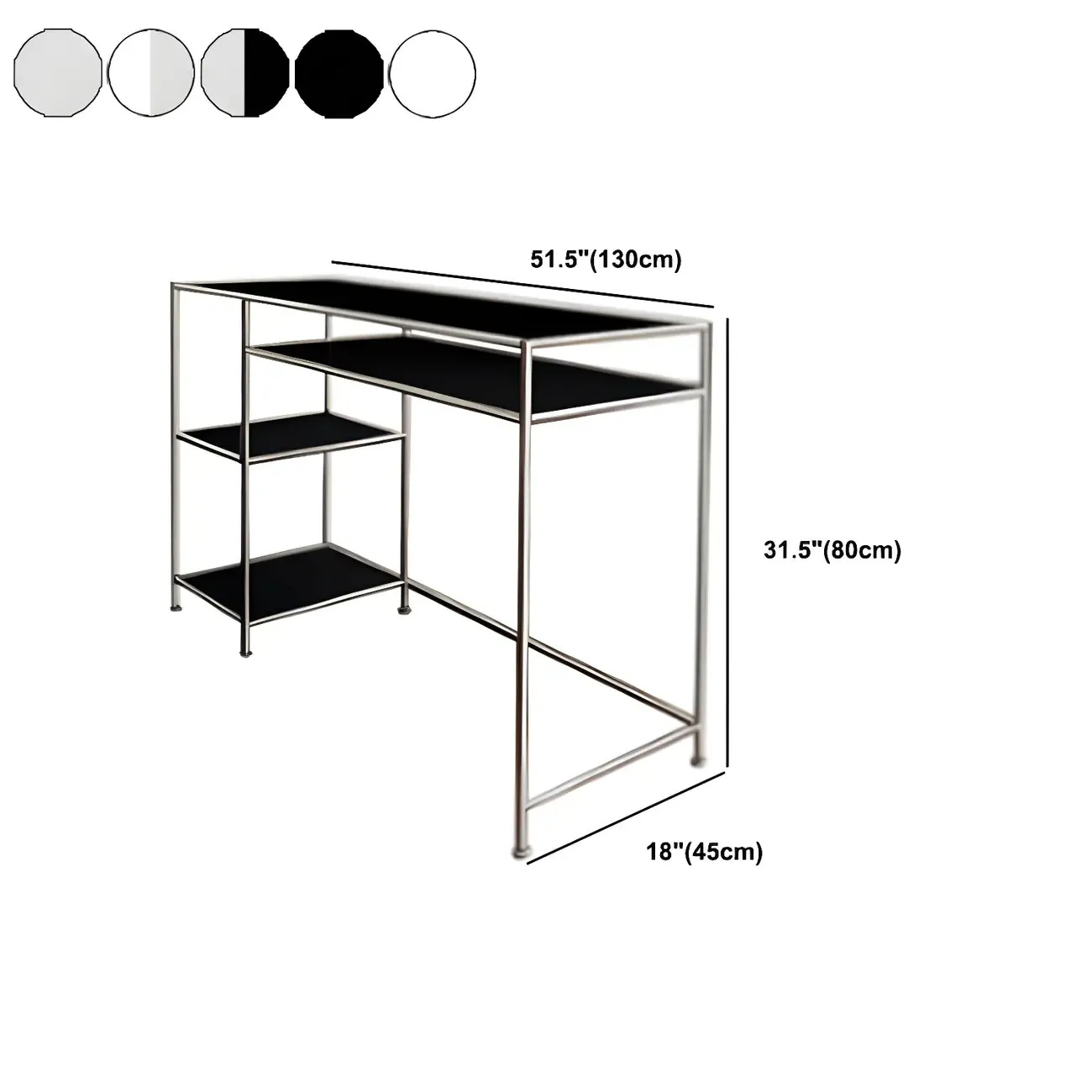 31.5"H Rectangular Glass Top Stainless Steel Base Writing Desk  #size