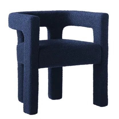 Contemporary Upholstered Low Back Arm Dining Chair Image - 7