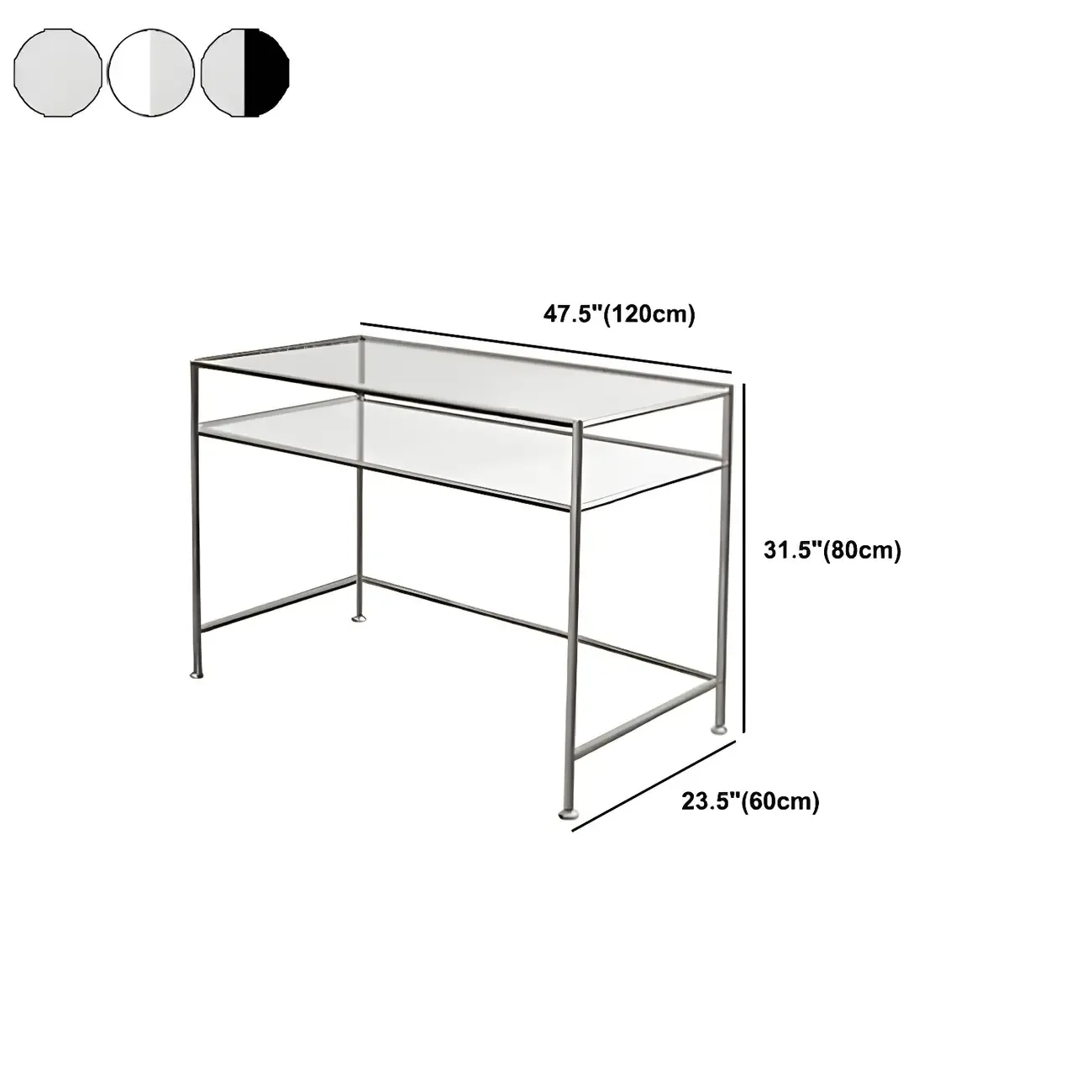 31.5"H Rectangular Glass Top Stainless Steel Base Writing Desk Image - 21
