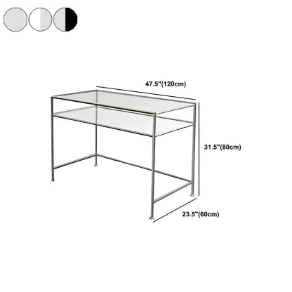 31.5"H Rectangular Glass Top Stainless Steel Base Writing Desk  Image - 21