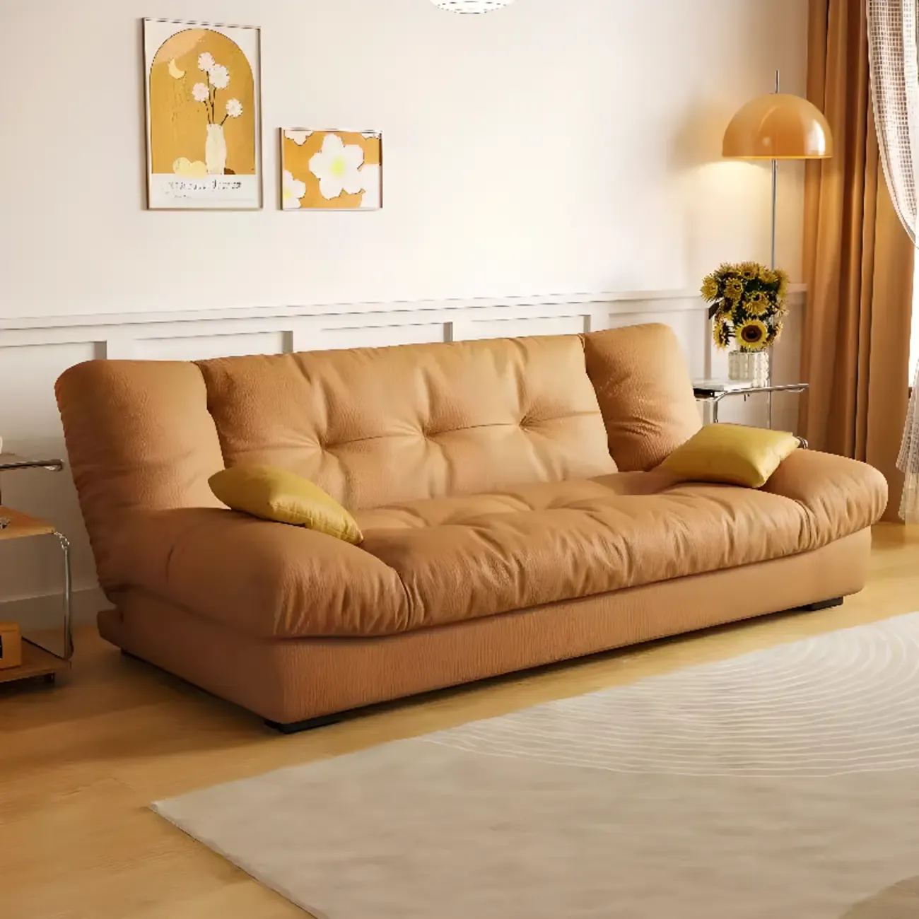 Foldable Upholstered Sleeper Sofa Living Room Deep Seat Sofa Image - 14