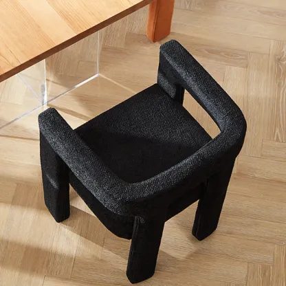 Contemporary Upholstered Low Back Arm Dining Chair Image - 8
