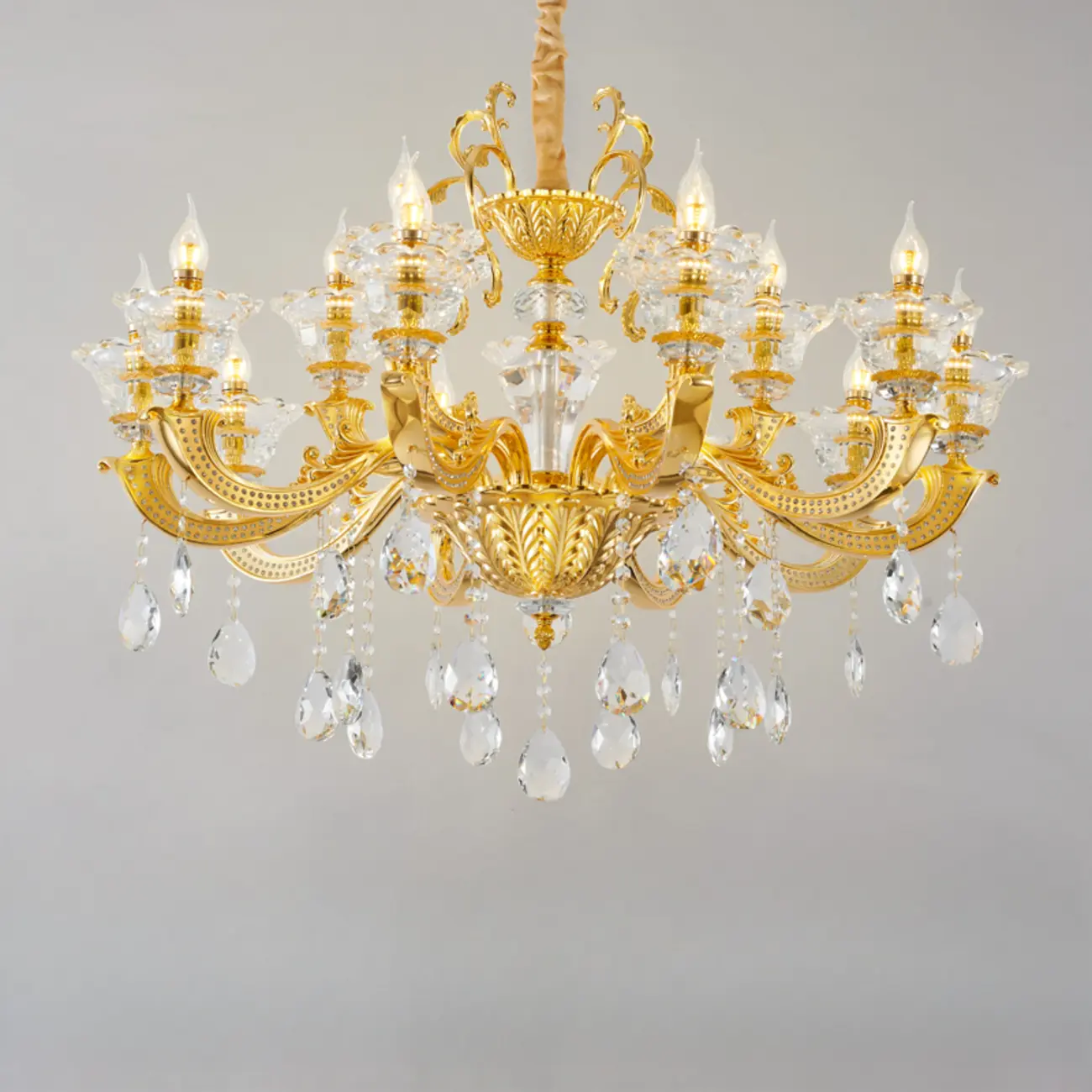 Luxurious Crystal Chandelier with Gold Finish and Candelabra Image - 7 | homeyfad