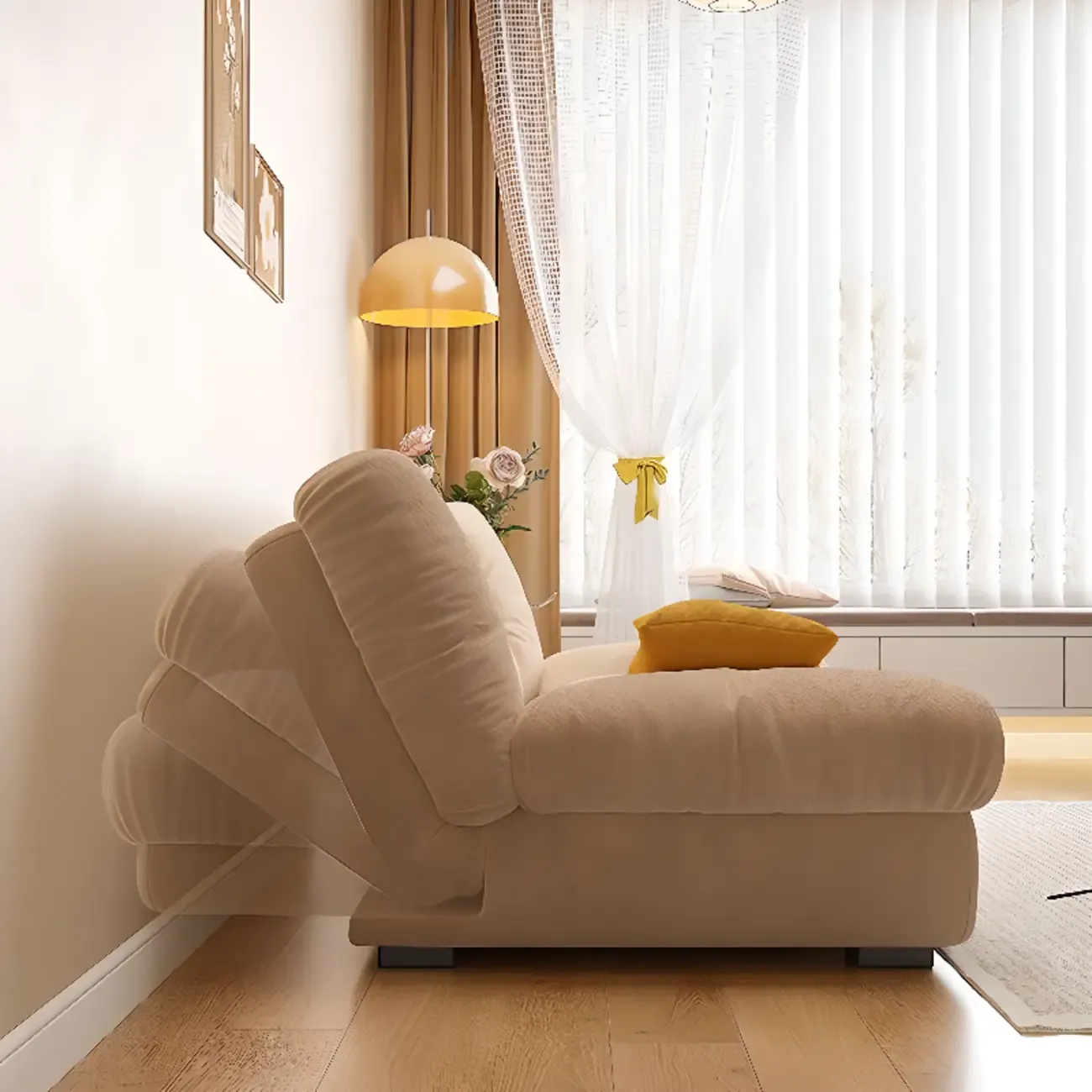 Foldable Upholstered Sleeper Sofa Living Room Deep Seat Sofa Image - 15