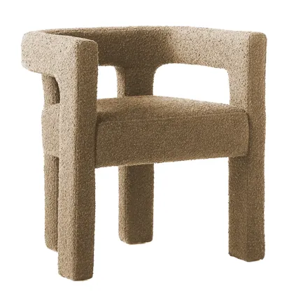 Contemporary Upholstered Low Back Arm Dining Chair Image - 9
