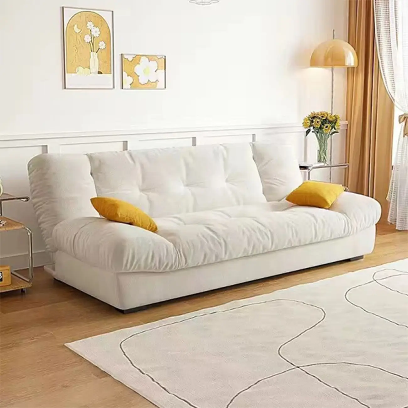 Foldable Upholstered Sleeper Sofa Living Room Deep Seat Sofa Image - 16 | homeyfad