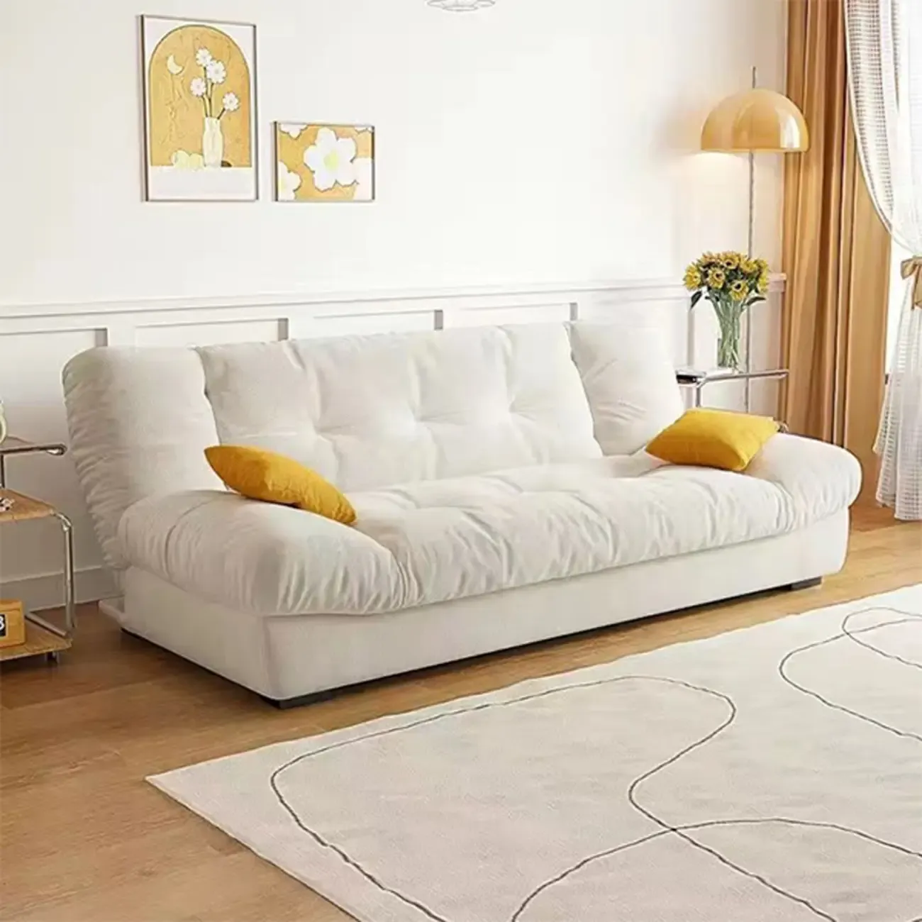 Foldable Upholstered Sleeper Sofa Living Room Deep Seat Sofa Image - 16
