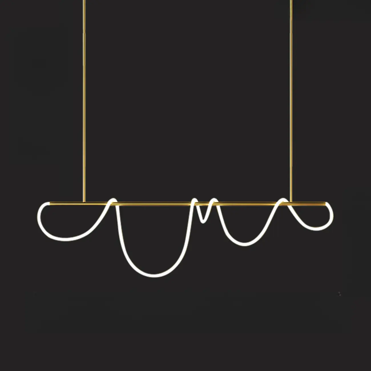 Gold Silica Gel LED Linear Island Pendant Light Image - 8 | homeyfad