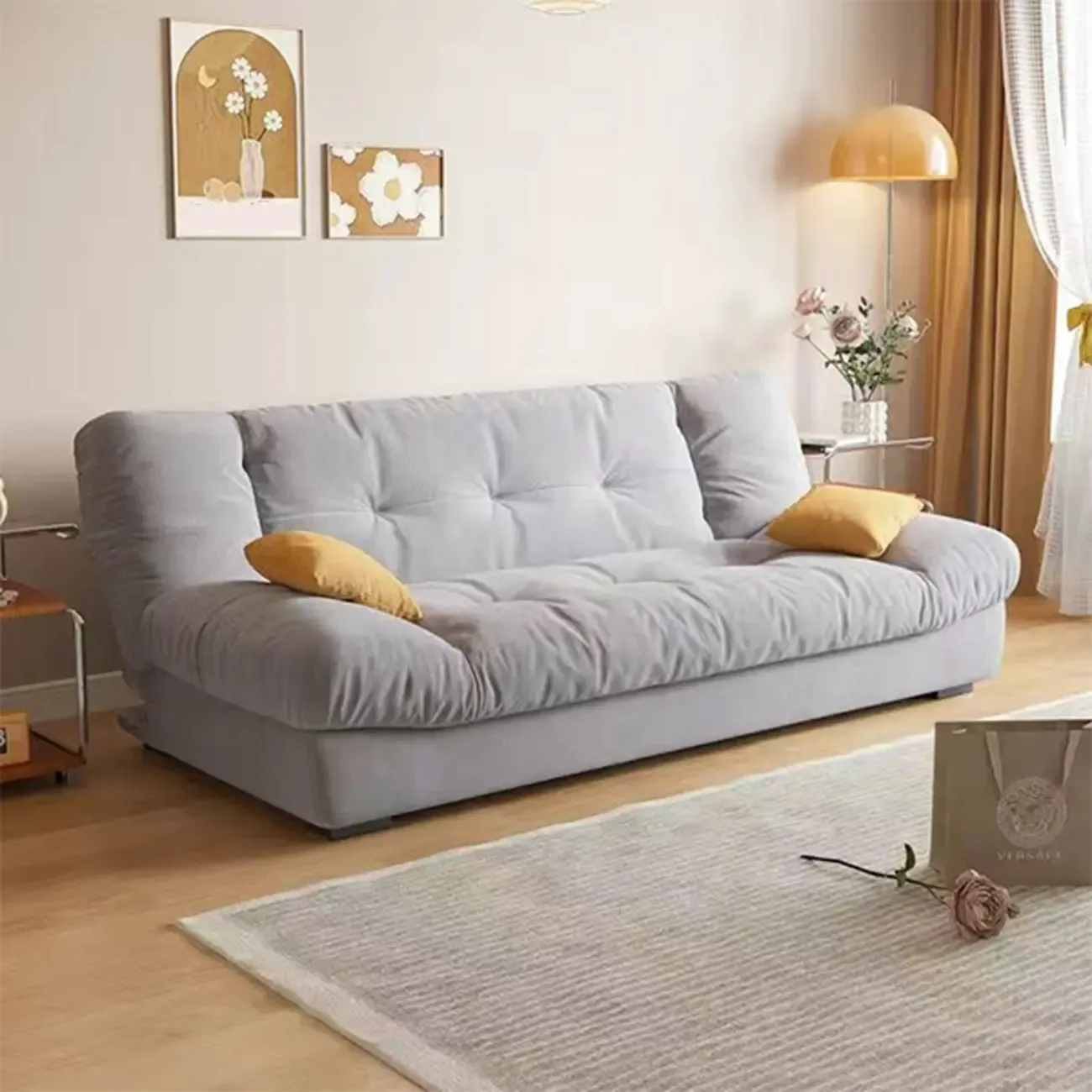 Foldable Upholstered Sleeper Sofa Living Room Deep Seat Sofa Image - 17