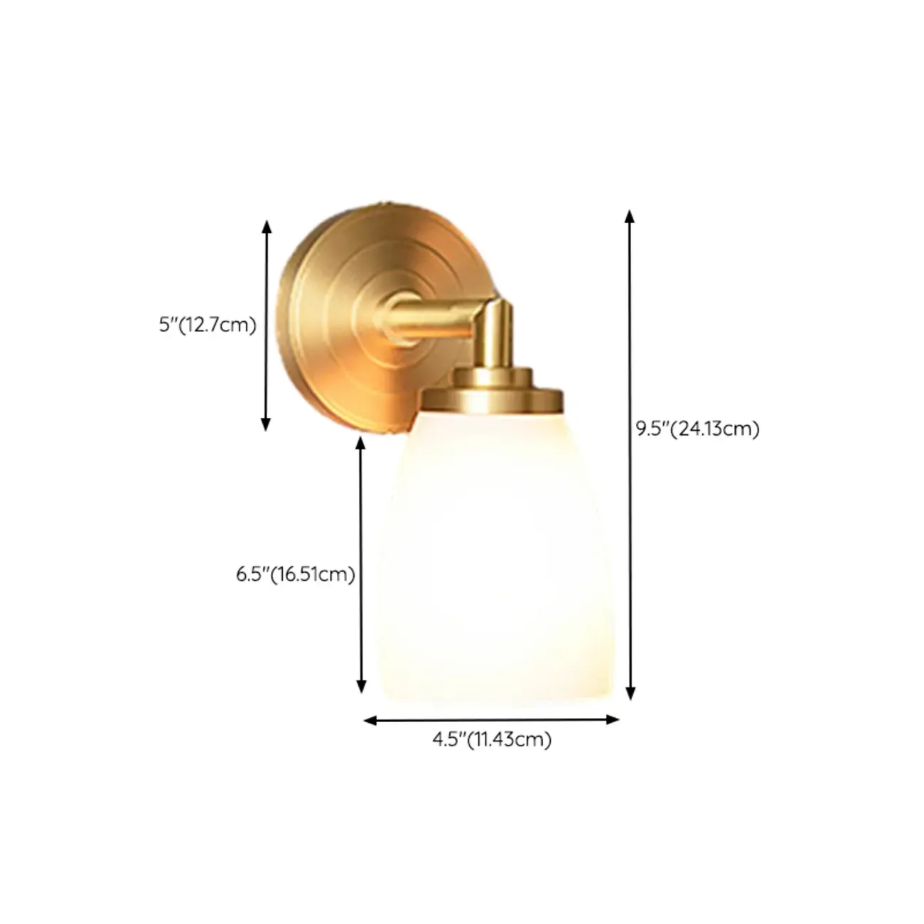 Opal Glass Modern Wall-mounted Vanity Light for Bathroom #size
