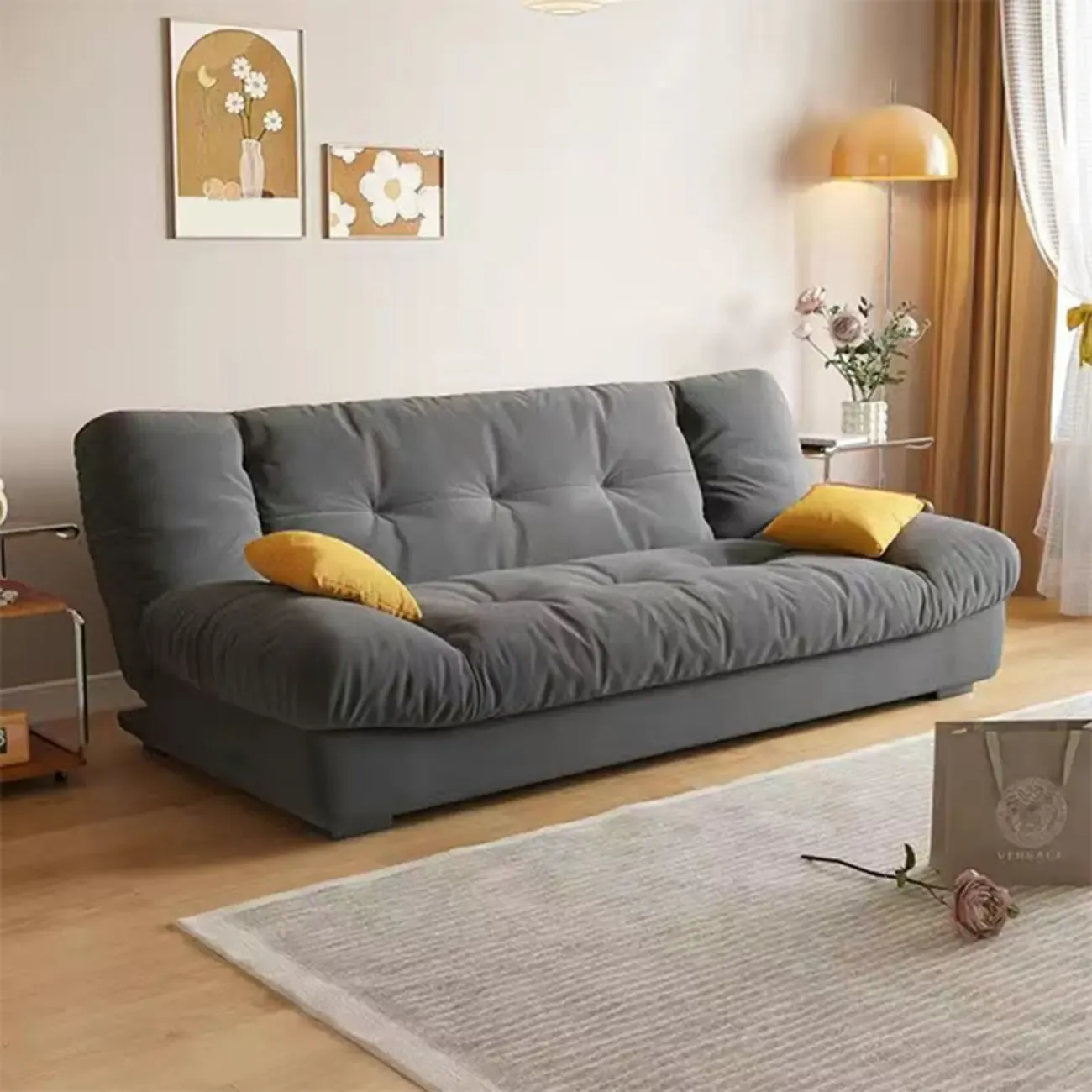 Foldable Upholstered Sleeper Sofa Living Room Deep Seat Sofa Image - 18