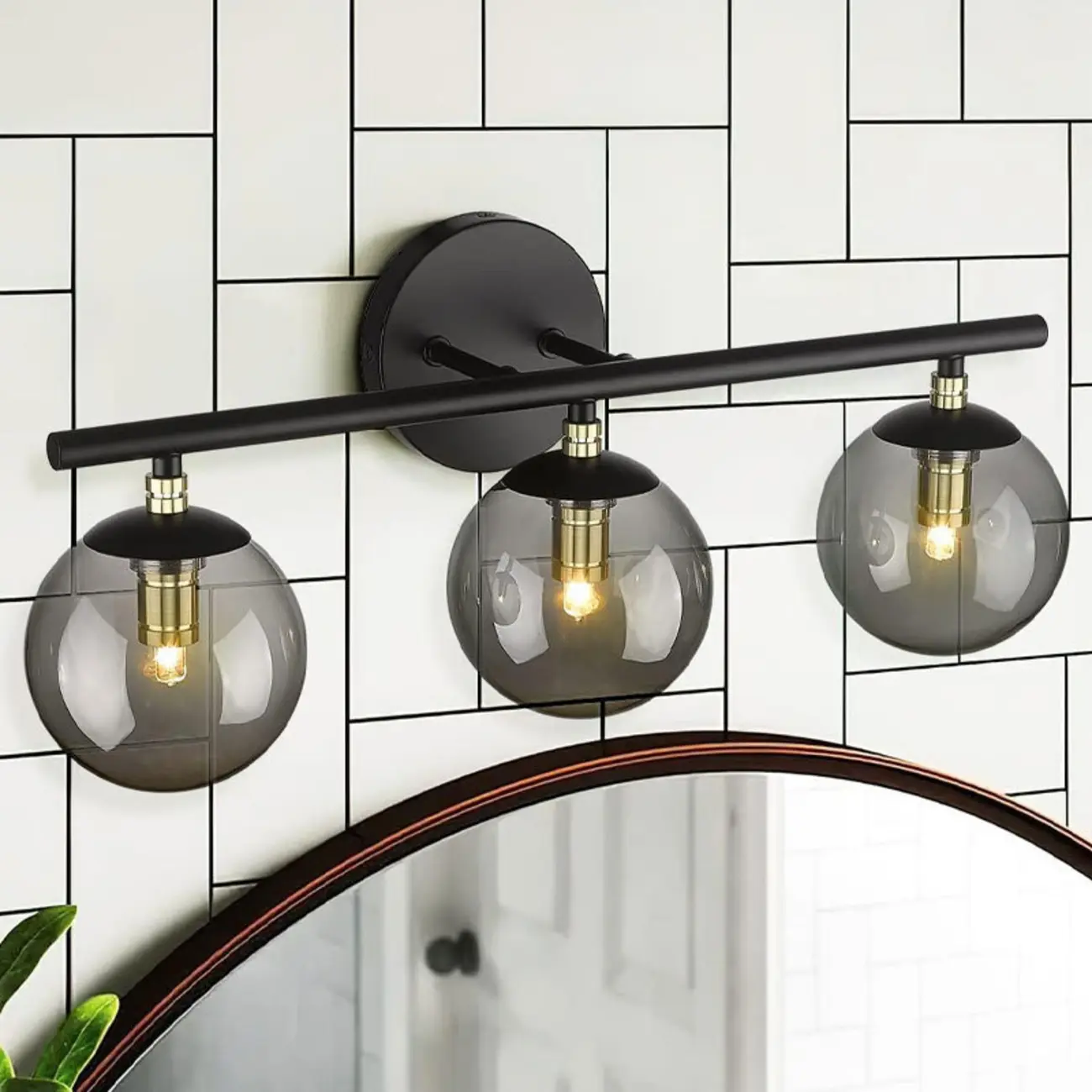 Spherical Wall-Mounted Vanity Lights with Glass Shade Image - 1 | homeyfad
