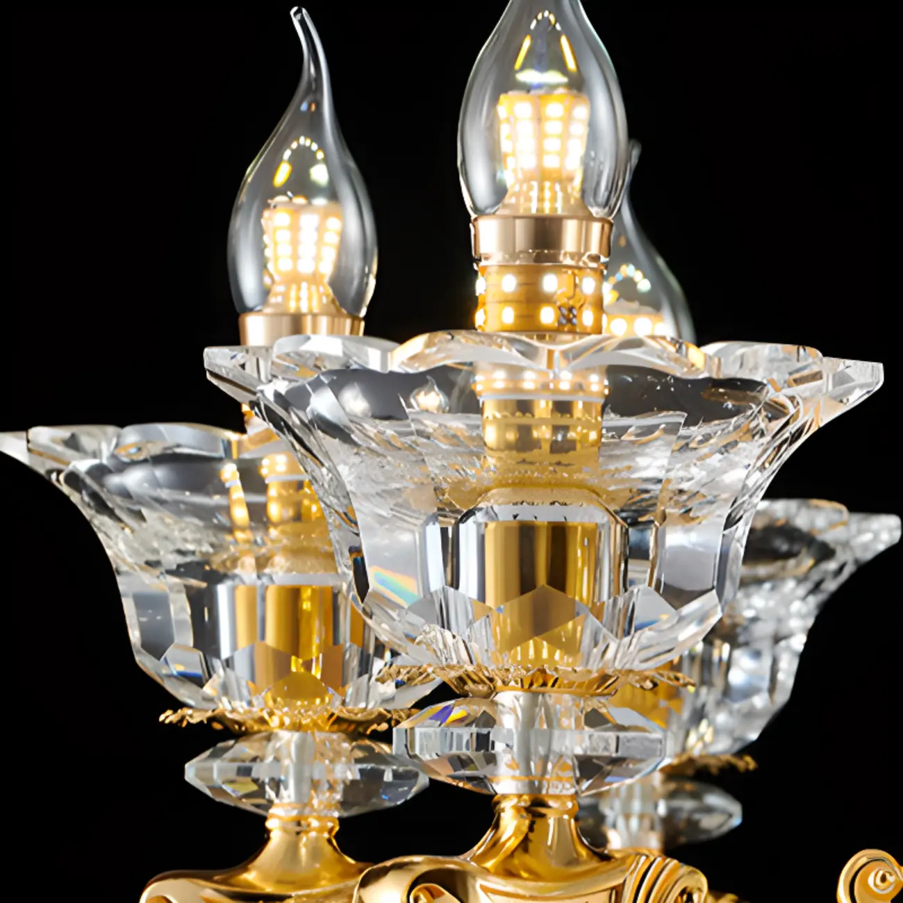 Luxurious Crystal Chandelier with Gold Finish and Candelabra Image - 10 | homeyfad