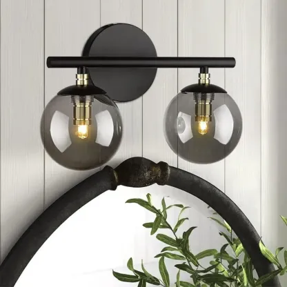 Spherical Wall-Mounted Vanity Lights with Glass Shade Image - 2