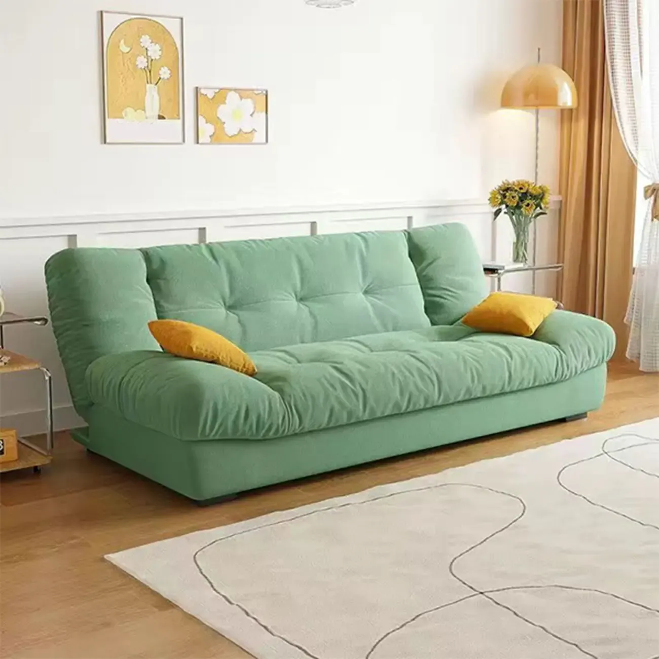 Foldable Upholstered Sleeper Sofa Living Room Deep Seat Sofa Image - 19