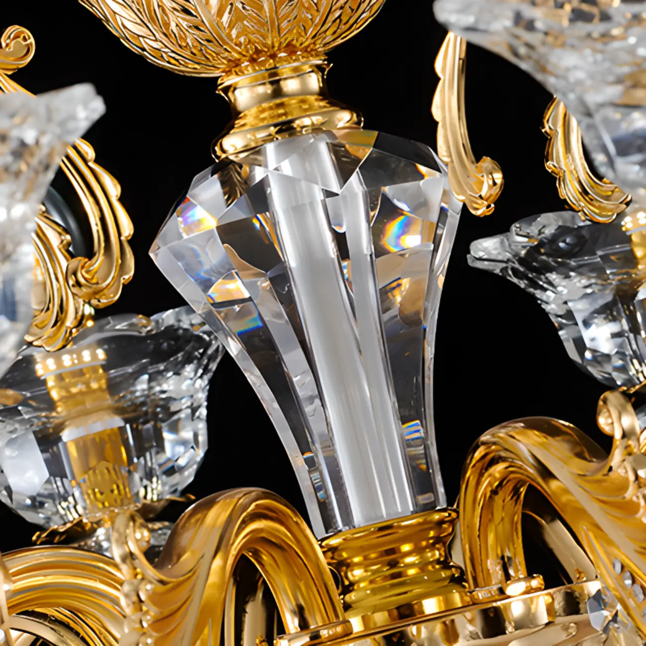Luxurious Crystal Chandelier with Gold Finish and Candelabra Image - 11 | homeyfad