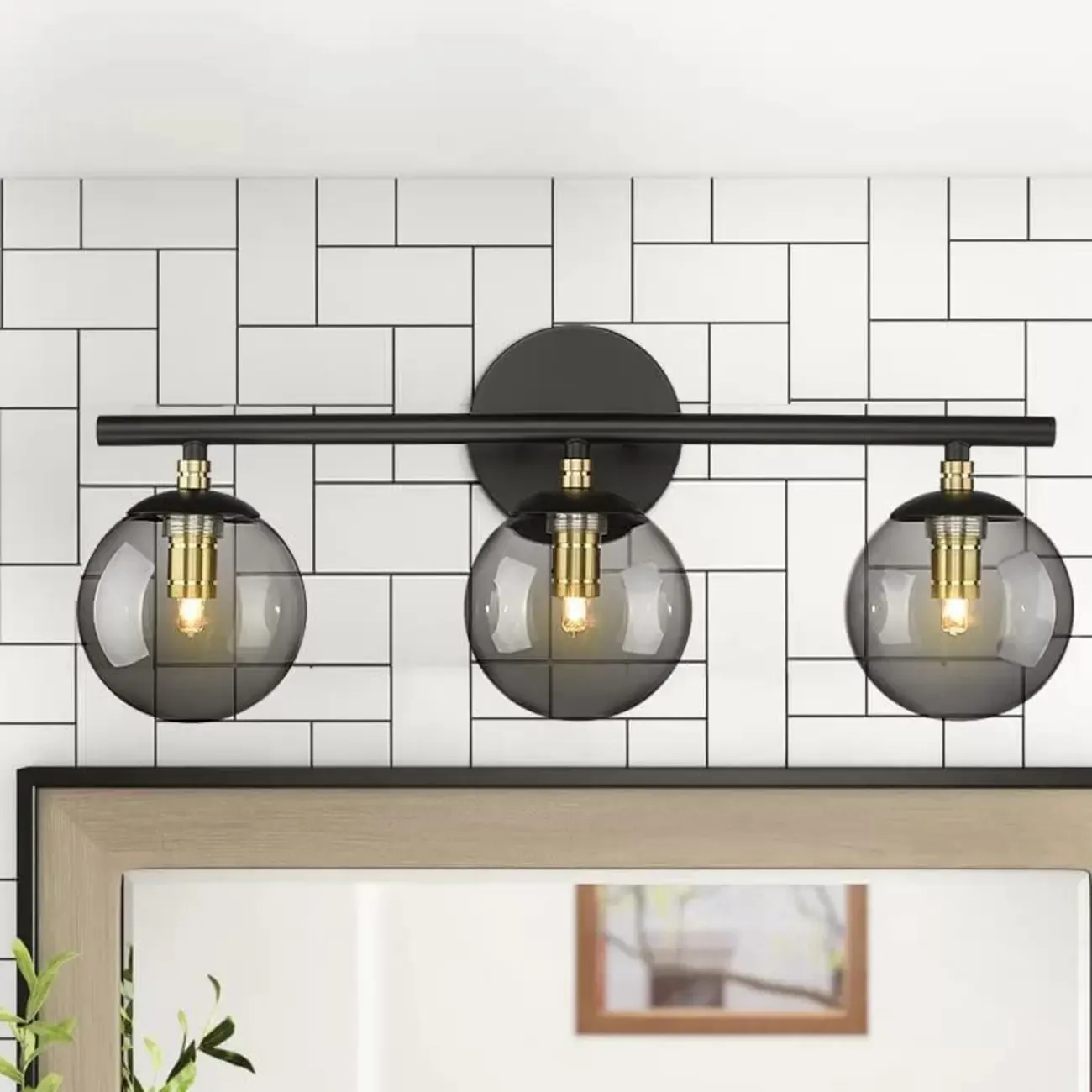 Spherical Wall-Mounted Vanity Lights with Glass Shade Image - 3