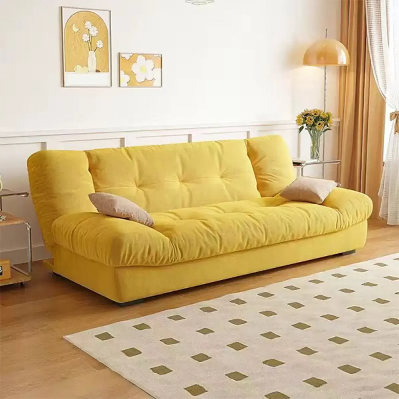 Foldable Upholstered Sleeper Sofa Living Room Deep Seat Sofa Image - 20